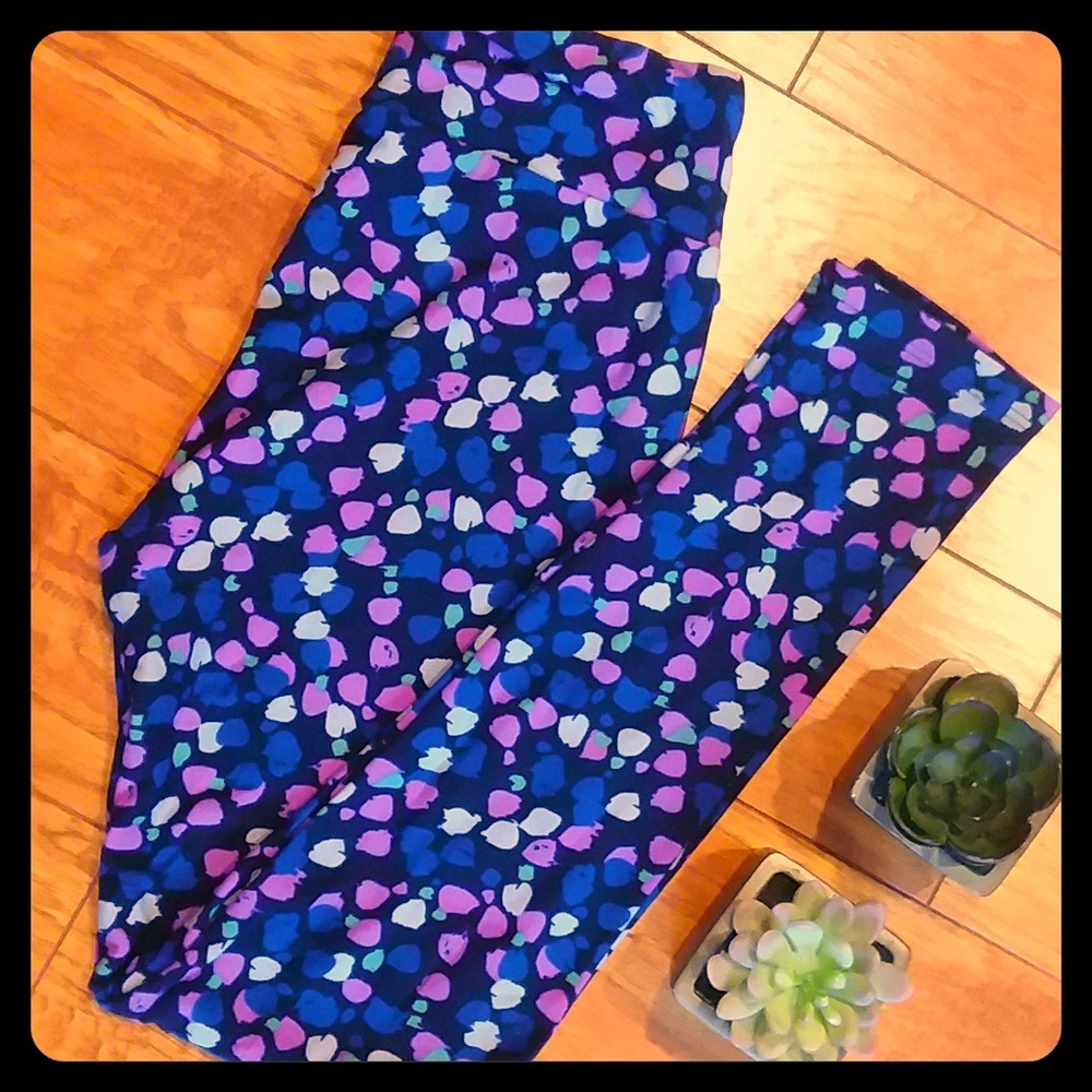Navy & Purple Polka Dot OS Lularoe Leggings BNwoT
